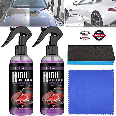 #ad 3 in 1 High Protection Quick Car Coat Ceramic Coating Spray Hydrophobic 100ML US
