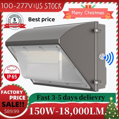 #ad 150Watt LED Wall Pack Light 120V Outdoor Commercial Industrial Security 5000K