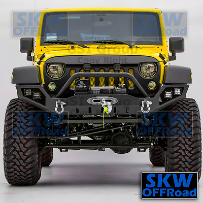 #ad Full Width Front BumperWinch PlateLED Mounting Hole fit 07 18 Jeep JK Wrangler