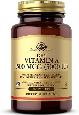 #ad Solgar Dry Vitamin A 1500 mcg 5000 IU Supports Healthy Eyes 100 Tablets.
