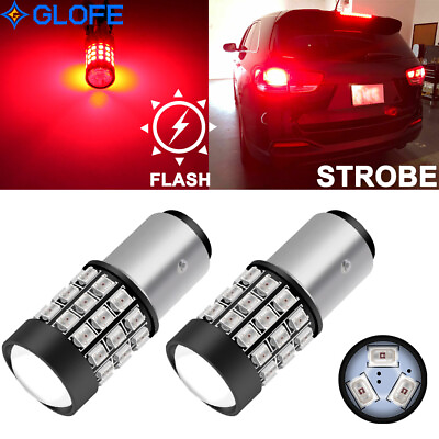 #ad 2X 1157 LED Strobe Flash Brake Stop Bulbs Tail Blinking Lights Safety Warning