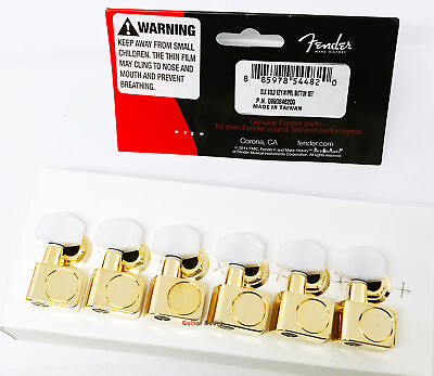 #ad Genuine Fender DELUXE Strat Tele Gold Tuners Pearloid Buttons Tuning Machines