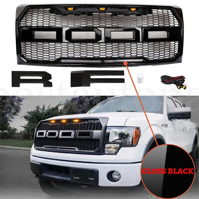 #ad #ad Raptor Style Front Bumper Grill Hood Grille for Ford F150 F 150 2009 2014 Black