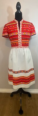 #ad Vintage 1960s Carlye Dress With SiBonne Lining Multicolored Size 12 Union Made