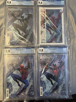 #ad Ultimate Spider Man 1 First Issue And A B And C Variant Covers Cgc Graded