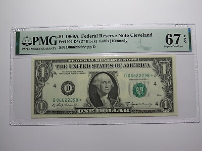 #ad $1 1969 Federal Reserve Star Note Currency Bank Note Bill Superb Gem UNC67EPQ