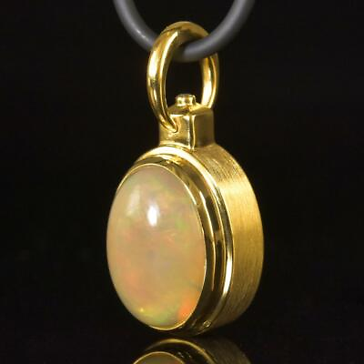 #ad 18K Gold Vermeil Sterling Silver Pendant Ethiopian Welo Opal amp; Diamond 7.89 g