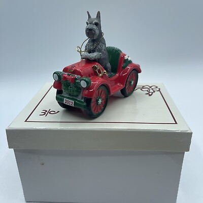 #ad Danbury Mint Christmas ornament Schnauzer dog 2012 In Car W Original Box