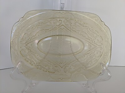Federal Amber Glass Madrid 10quot; Oval Serving Bowl Depression Era 1930s Yellow