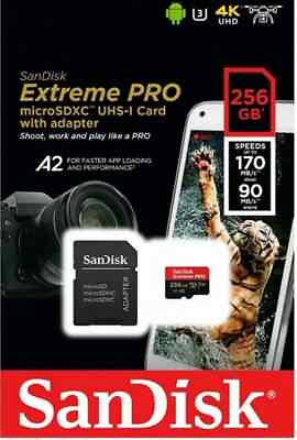 #ad SanDisk 256GB Extreme Pro Micro SD MicroSDXC UHS I U3 A2 Memory Card W Adapter