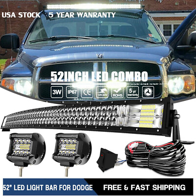 #ad 52inch LED Light Bar CURVED Combo 52#x27;#x27; Offroad Roof Driving 300W Truck SUV 4WD