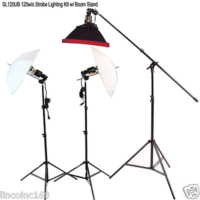 #ad 120w s Strobe Flash Lighting Kit w Boom Arm Stand for Photo Video Light Studio