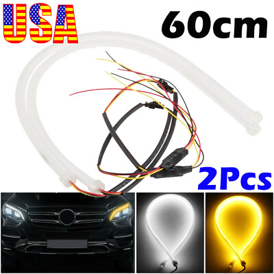 #ad DRL Switchback Flowing LED Strip Tube Light Sequential Turn Signal Universal 24quot;