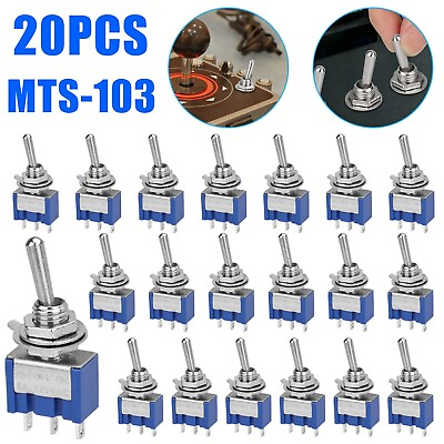 #ad 20Pcs 3 Pin SPDT ON OFF ON 3 Position Mini Toggle Switches MTS 103 US Free Ship