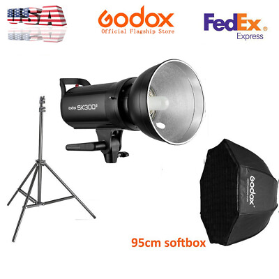 #ad US Godox SK300II 300w 2.4G Studio Flash Light 95cm Grid softbox 2m Stand Kit