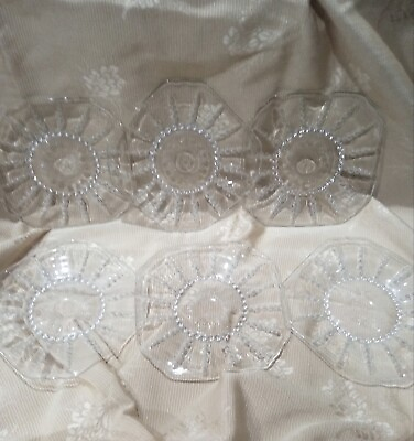 #ad #ad 6 CLEAR Columbia Federal Glass 6 quot; Bread And Butter Plates Mint Depression Glass