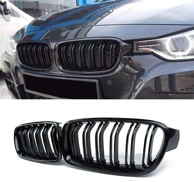 #ad Gloss Black For BMW F30 F31 2012 2018 3 Series Front Bumper Kidney Grille Grill