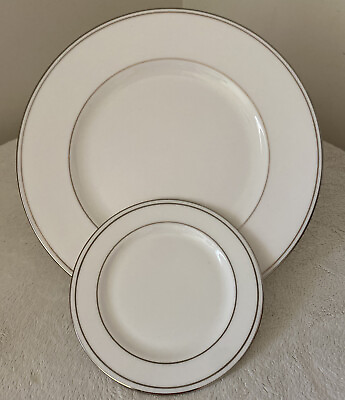 #ad Lenox Bone China Federal Platinum Collection White Dinner amp; Bread amp; Butter Plate