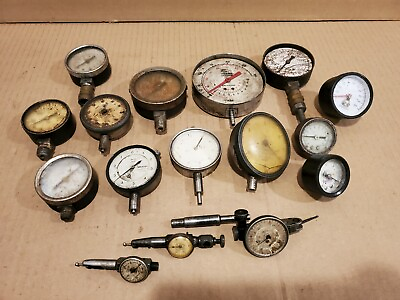 #ad Lot Of 17 Vintage Dial Indicators amp; Gauges Mitutoyo Binks Federal Sun FOR PARTS