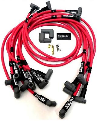 #ad MOROSO ULTRA 40 RED SPARK PLUG WIRES SBC CHEVY 350 383 OVC Over Valve Covers HEI