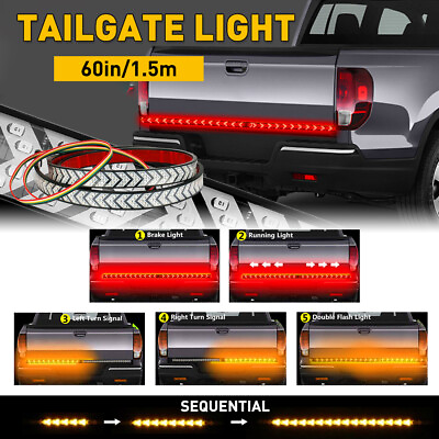 #ad 60quot; LED Truck Strip Light Tailgate Bar Running Tail Flowing Turn Signal USA LED
