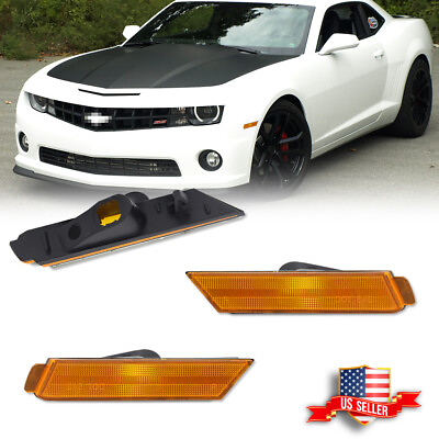 #ad Amber Lens Front Side Marker Signal Lights Reflectors For 2010 2015 Chevy Camaro