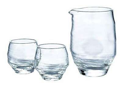 #ad TOYO SASAKI Cold Sake Glass Set Clear 425ml Pot amp;100ml Cup x2 Made in Japan