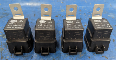 #ad SET of 4 Hella Original 12V 40A Relay with Bracket 4RD 931 410 08 Made in USA