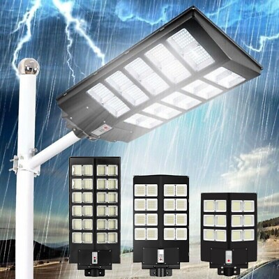 #ad Outdoor Commercial 4000W LED Solar Street Light IP67 Dusk to Dawn Road LampPole