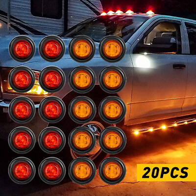 #ad #ad 20 X Mini Amber Red 12V 3 4quot; Round Marker Light Clearance 3 LED Bullet US STOCK