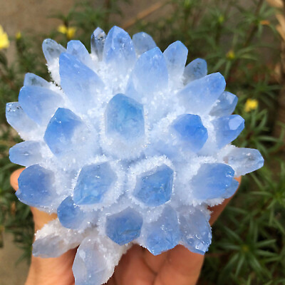 #ad 300gNew find Blue Phantom Quartz Crystal Cluster Mineral Specimen Gem