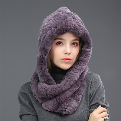 #ad 100% Real Rabbit Fur Hat Thicken Winter Warm Cap Ear Warm Lady Women Girl