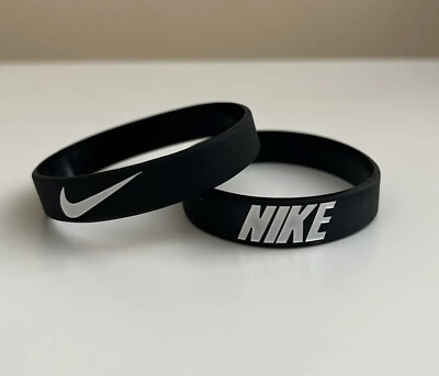 #ad #ad Nike Silicone Wristband Bracelet Black with White