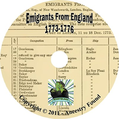 #ad 6000 names Immigrants ENGLAND history amp; genealogy on CD