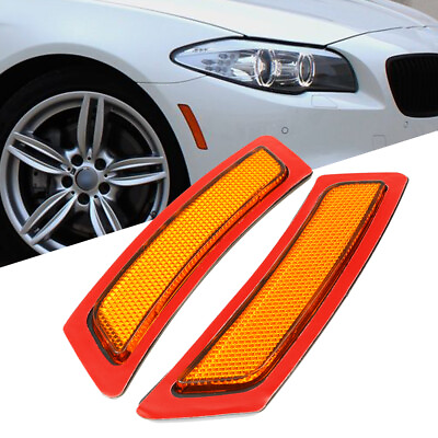 #ad For F10 11 16 BMW 5 Series Amber Front Bumper Reflectors Side Marker Light Lamp