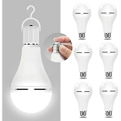 6X Rechargeable Emergency LED Light Bulbs Battery Operated 12W E27 Daylight
