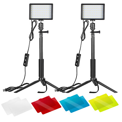 #ad Neewer 2 Pack Dimmable LED Panel Light Kit with Tripod Stand and Color Filters