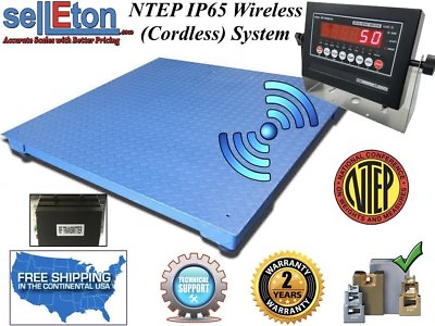 #ad NEW NTEP Floor scale 48quot; x 48quot; 4#x27; x 4#x27; Wireless cordless 2000 lbs x .5 lb