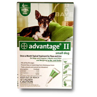 #ad Advantage II Imidicloprid Small Dogs 0 10 lbs 4 Pack kills fleas and flea eggs