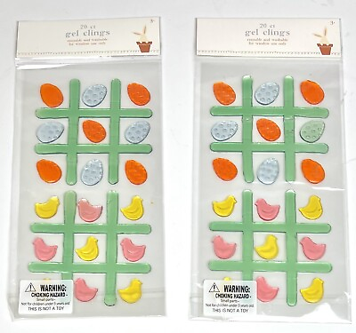 #ad 2x DESIGN GROUP 20ct 10x5quot; Reusable Washable Easter Spring Window GEL CLINGS NIP