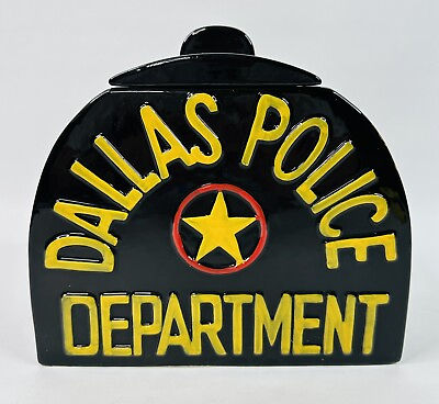 #ad #ad Dallas Police Department Patch Shaped Porcelain Cookie Jar