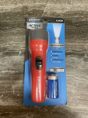 #ad Red Dorcy LED Active Series Flashlight High Distance 390 Ft Beam 55 Lumens