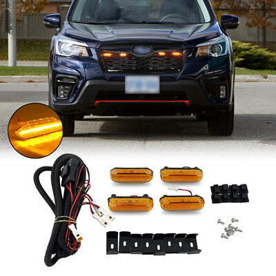 #ad 4PCS Fit 2019 2020 2021 Subaru Forester Front Yellow Grill Lights Lamps W Wiring