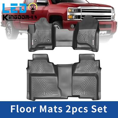 #ad Floor Mats Liners for Silverado Sierra 1500 Crew Cab Bench Seating Protection