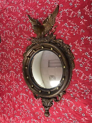 #ad ANTIQUE VTG FEDERAL EAGLE CONVEX WALL MIRROR TURNER ACCESSORY LARGE 46” BEAUTY