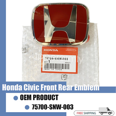 #ad 1X Honda 06 15 Civic 4DR Sedan FiT JDM RED H Type R Front Emblem badge logo