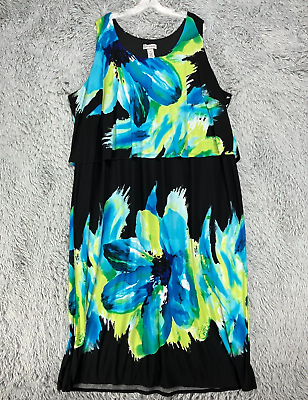 #ad Catherine#x27;s Maxi Dress Women#x27;s Plus Size 4X Black Colorful Floral Print Stretch