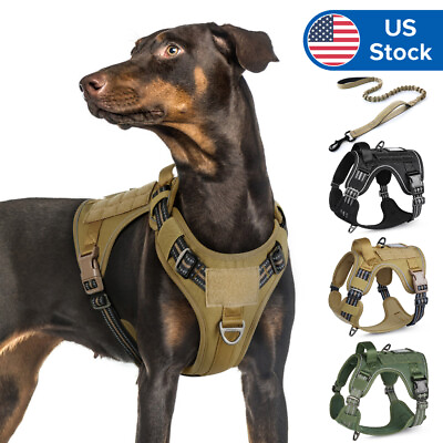 #ad rabbitgoo Military Tactical No Pull Dog Harness with Handle Adjustable Training