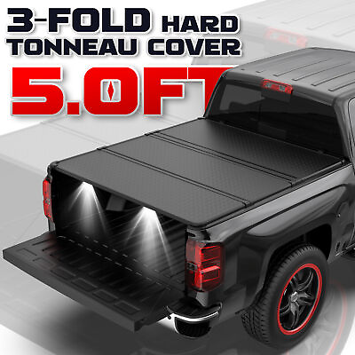 #ad 5FT 3 Fold Hard Solid Truck Bed Tonneau Cover for 2019 24 Ford Ranger Waterproof