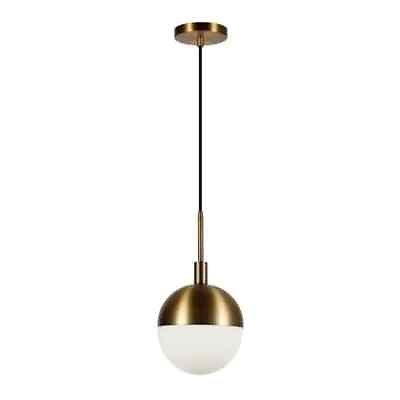 Meyer amp; Cross Orb 1 Light Small Globe Brass and Frosted Glass Pendant